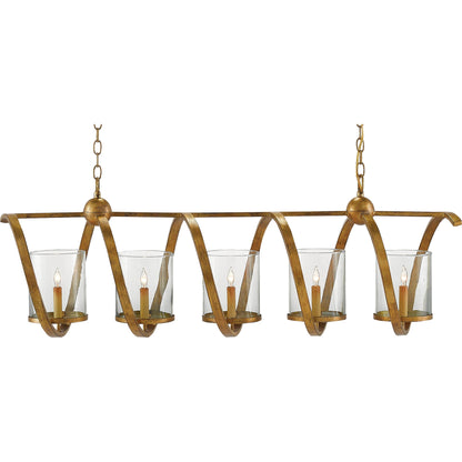 Maximus Chandelier by Currey and Company. Made from wrought iron, glass in a modern style.