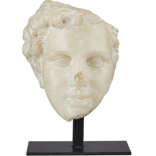 Greek Princess Head Fragment by Currey and Company in aged beige, black. Made from composite, metal in a traditional style.