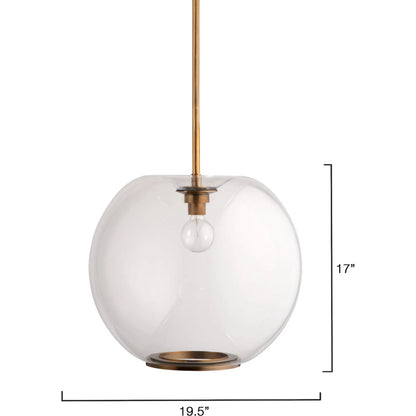 Helium Pendant by Jamie Young in clear and clear glass, brass. Made from glass, metal: steel in a modern style.