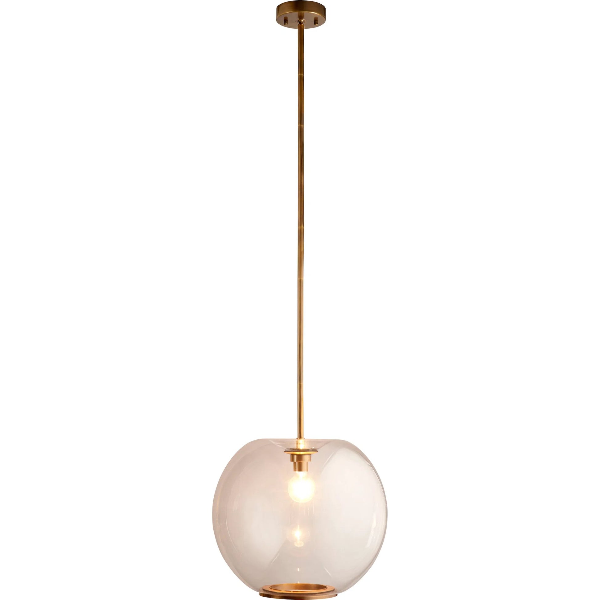 Helium Pendant by Jamie Young in clear and clear glass, brass. Made from glass, metal: steel in a modern style.