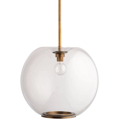 Helium Pendant by Jamie Young in clear and clear glass, brass. Made from glass, metal: steel in a modern style.