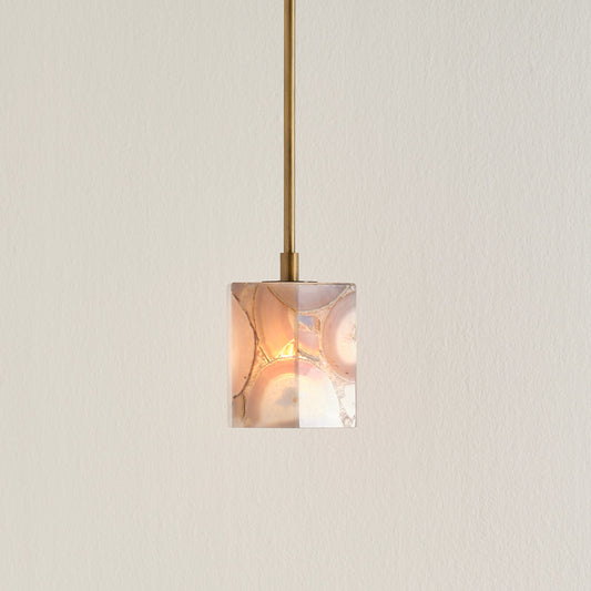 Hex Pendant by Jamie Young in antique brass, purple agate. Made from iron, agate stone in a modern style.