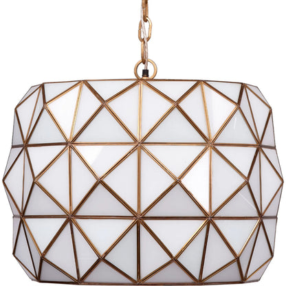 Hollywood Pendant by Jamie Young in white and white glass, antique brass metal. Made from glass, metal: brass, iron in a modern style.