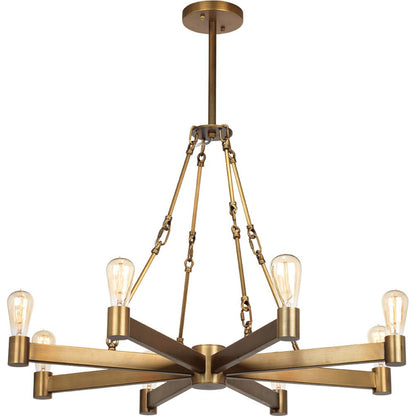 Manchester Chandelier by Jamie Young in antique brass. Made from steel in a modern style.