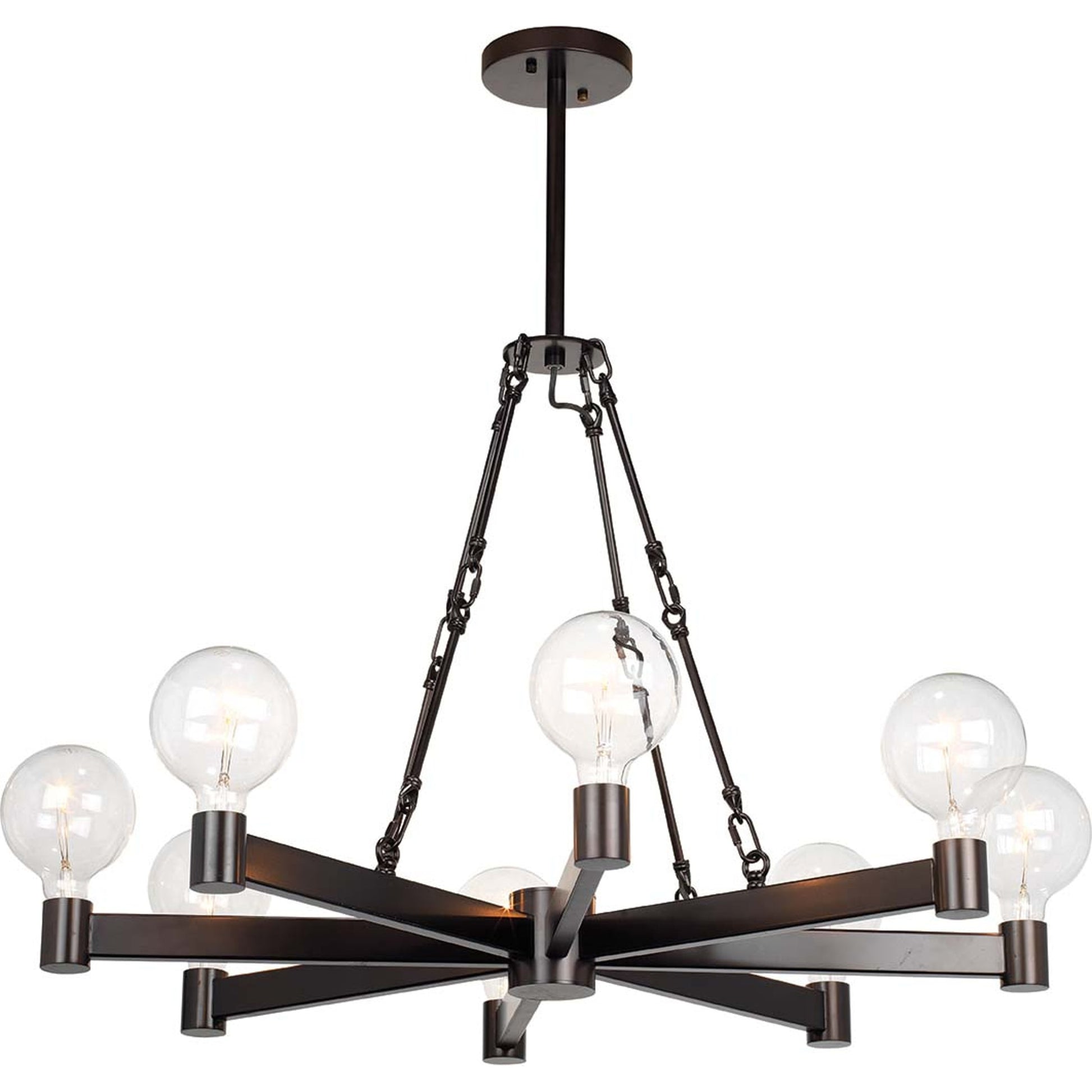 Manchester Chandelier by Jamie Young in antique brass. Made from steel in a modern style.