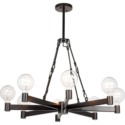 Manchester Chandelier by Jamie Young in antique brass. Made from steel in a modern style.