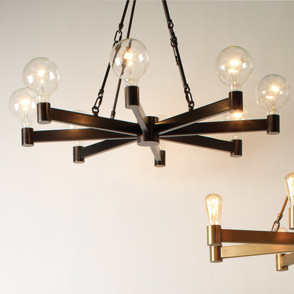 Manchester Chandelier by Jamie Young in antique brass. Made from steel in a modern style.