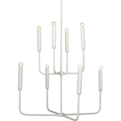 Mercer Chandelier by Jamie Young in white gesso. Made from steel in a modern style.