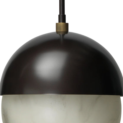 Metro Pendant by Jamie Young in oil rubbed bronze, antique brass. Made from faux alabaster, steel in a modern style.
