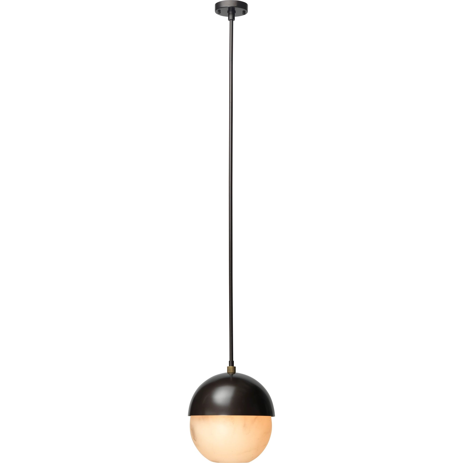 Metro Pendant by Jamie Young in oil rubbed bronze, antique brass. Made from faux alabaster, steel in a modern style.