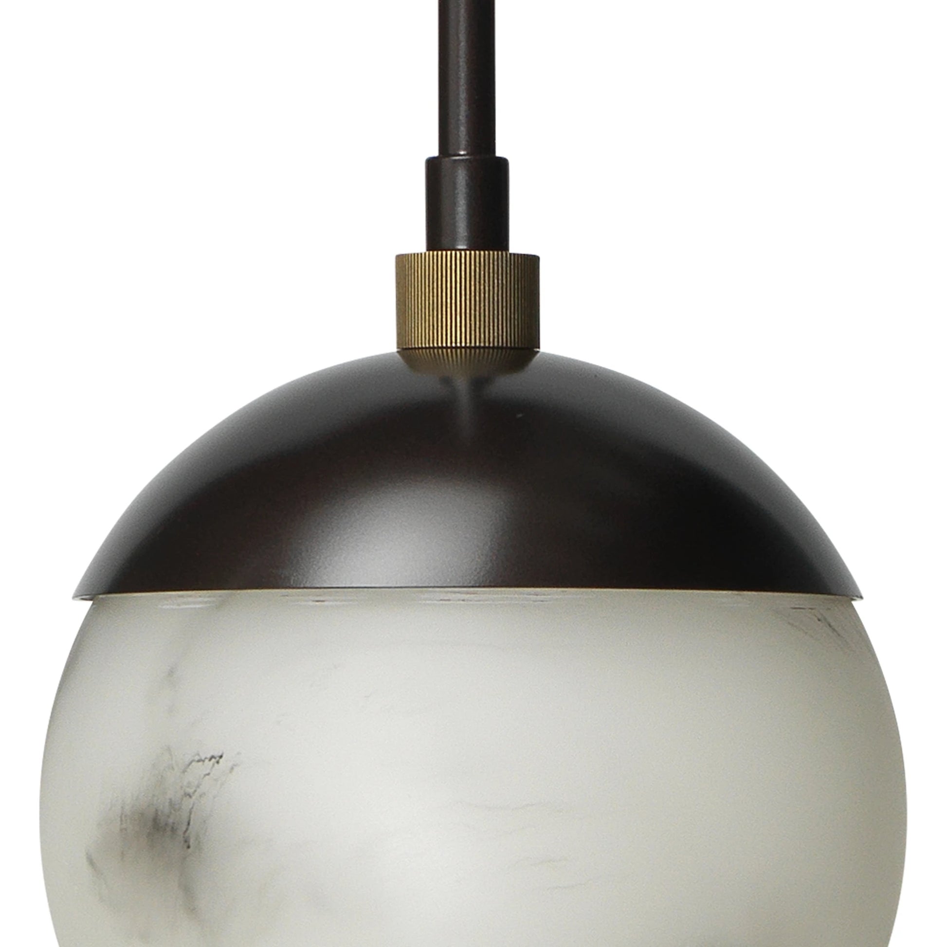 Metro Pendant by Jamie Young in oil rubbed bronze, antique brass. Made from faux alabaster, steel in a modern style.