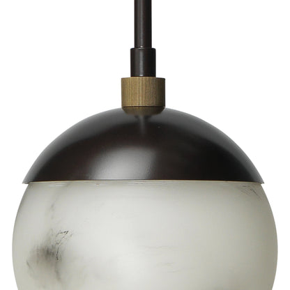 Metro Pendant by Jamie Young in oil rubbed bronze, antique brass. Made from faux alabaster, steel in a modern style.