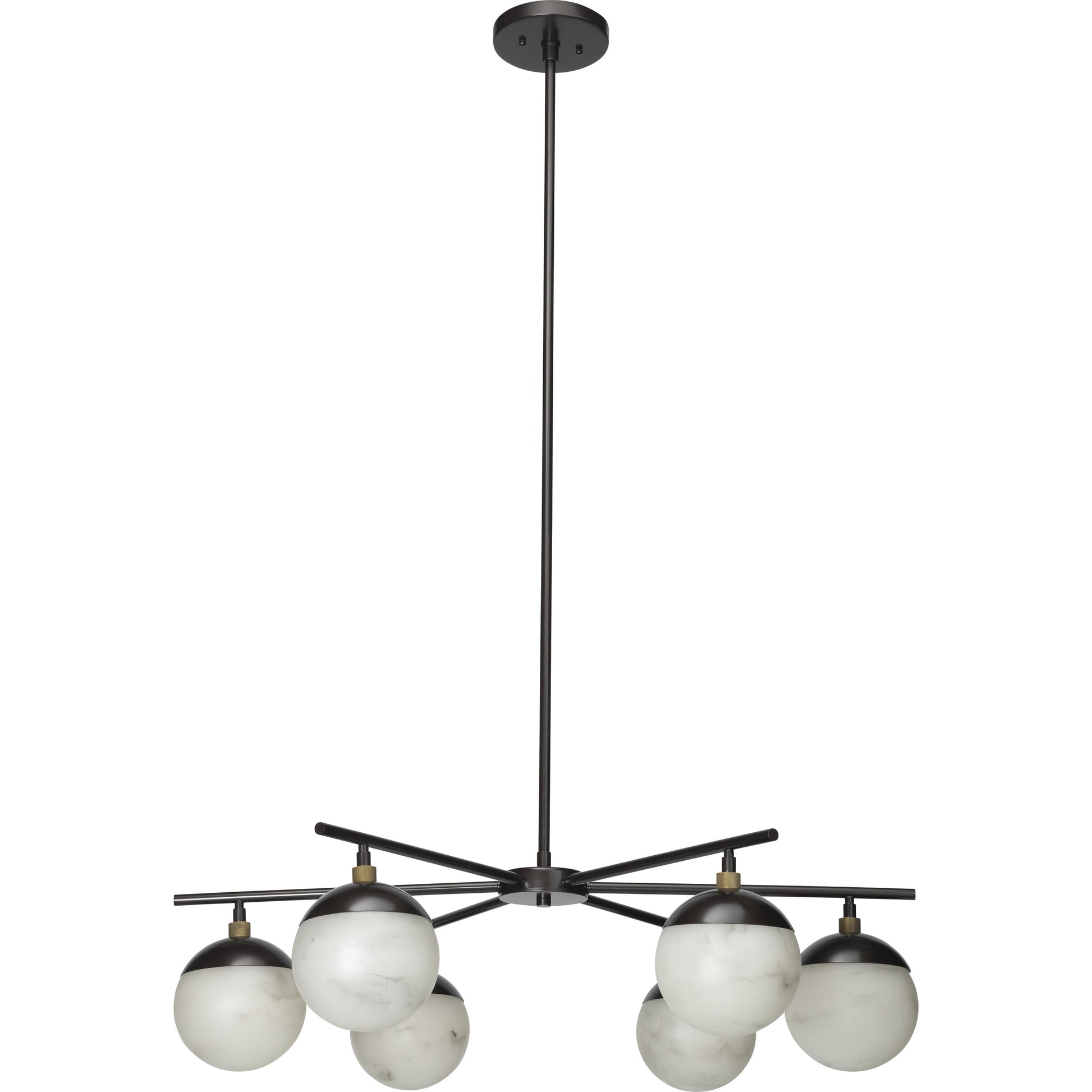 Metro Chandelier by Jamie Young in oil rubbed bronze, antique brass. Made from faux alabaster, steel in a modern style.