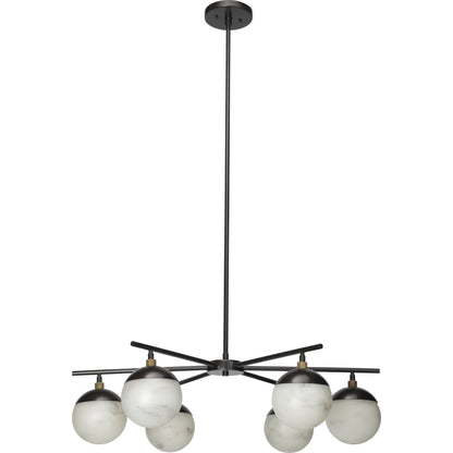 Metro Chandelier by Jamie Young in oil rubbed bronze, antique brass. Made from faux alabaster, steel in a modern style.