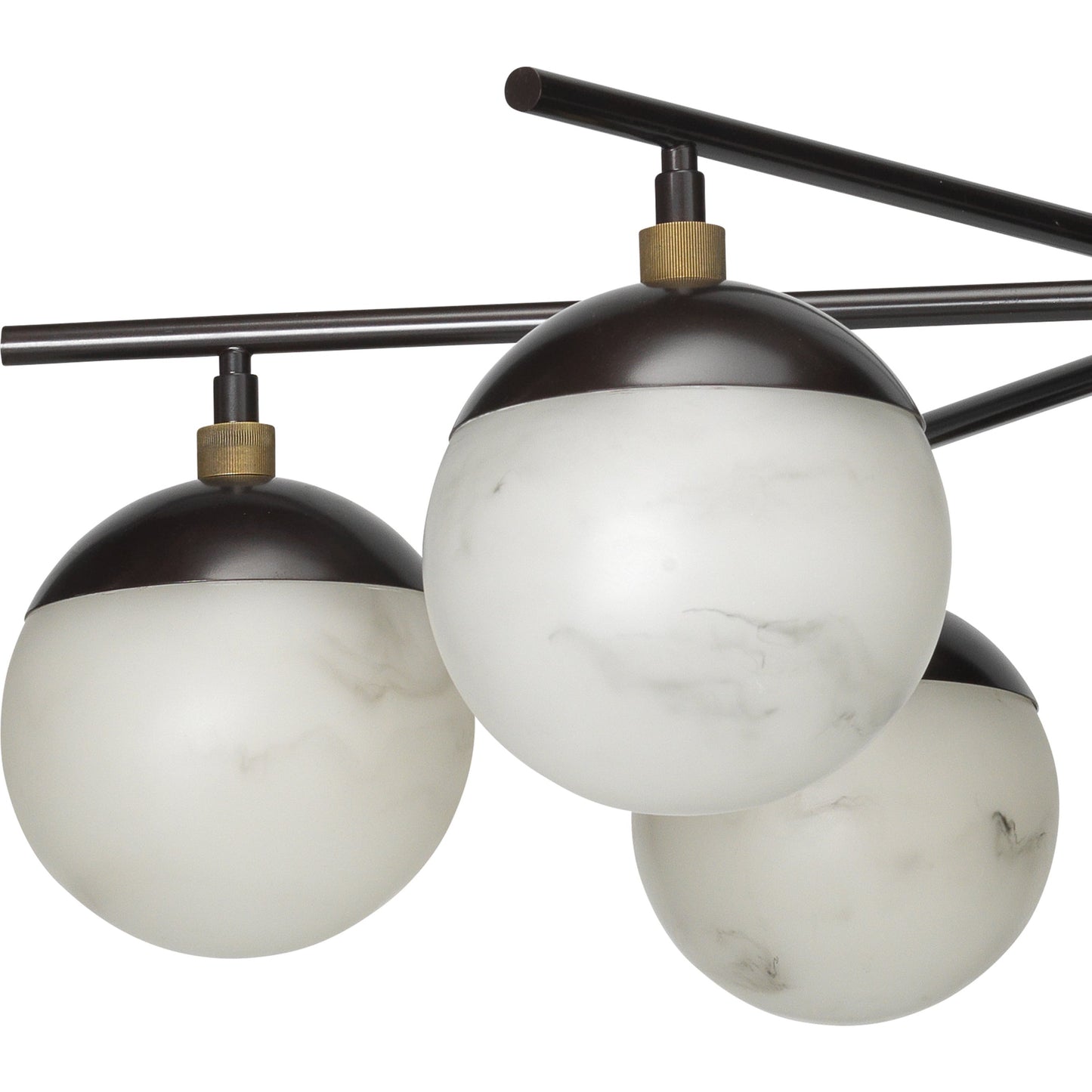 003 SI-1831450 | Closeup | Metro Chandelier by Jamie Young in oil rubbed bronze, antique brass. Made from faux alabaster, steel in a modern style.