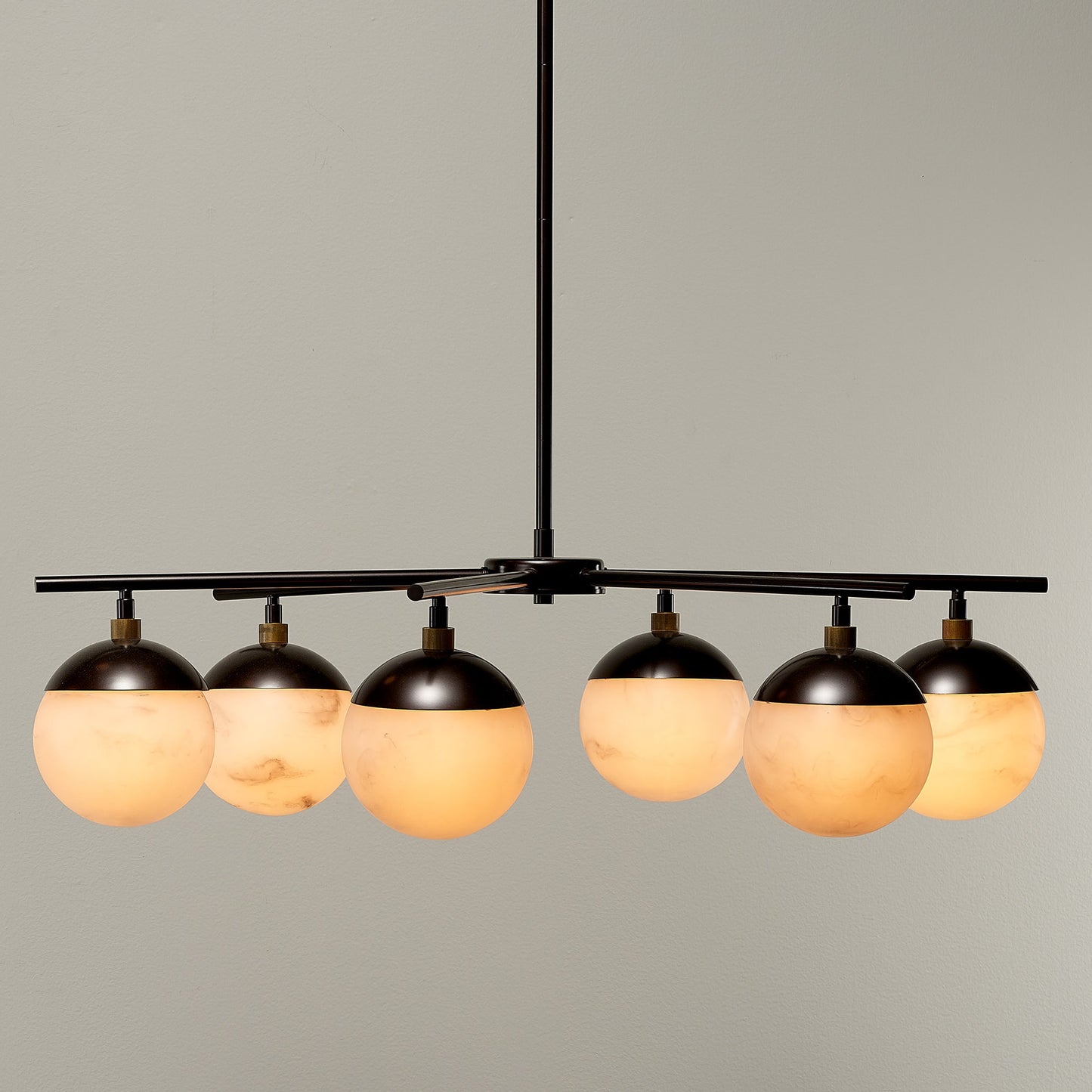 005 SI-1831450 | Lifestyle | Metro Chandelier by Jamie Young in oil rubbed bronze, antique brass. Made from faux alabaster, steel in a modern style.