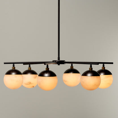 Metro Chandelier by Jamie Young in oil rubbed bronze, antique brass. Made from faux alabaster, steel in a modern style.
