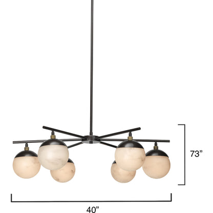 Metro Chandelier by Jamie Young in oil rubbed bronze, antique brass. Made from faux alabaster, steel in a modern style.