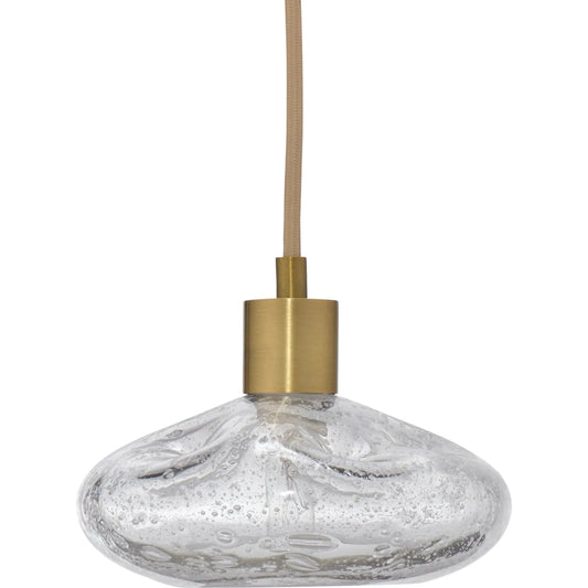 Reservoir Pendant by Jamie Young in antique brass. Made from glass in a unique style.