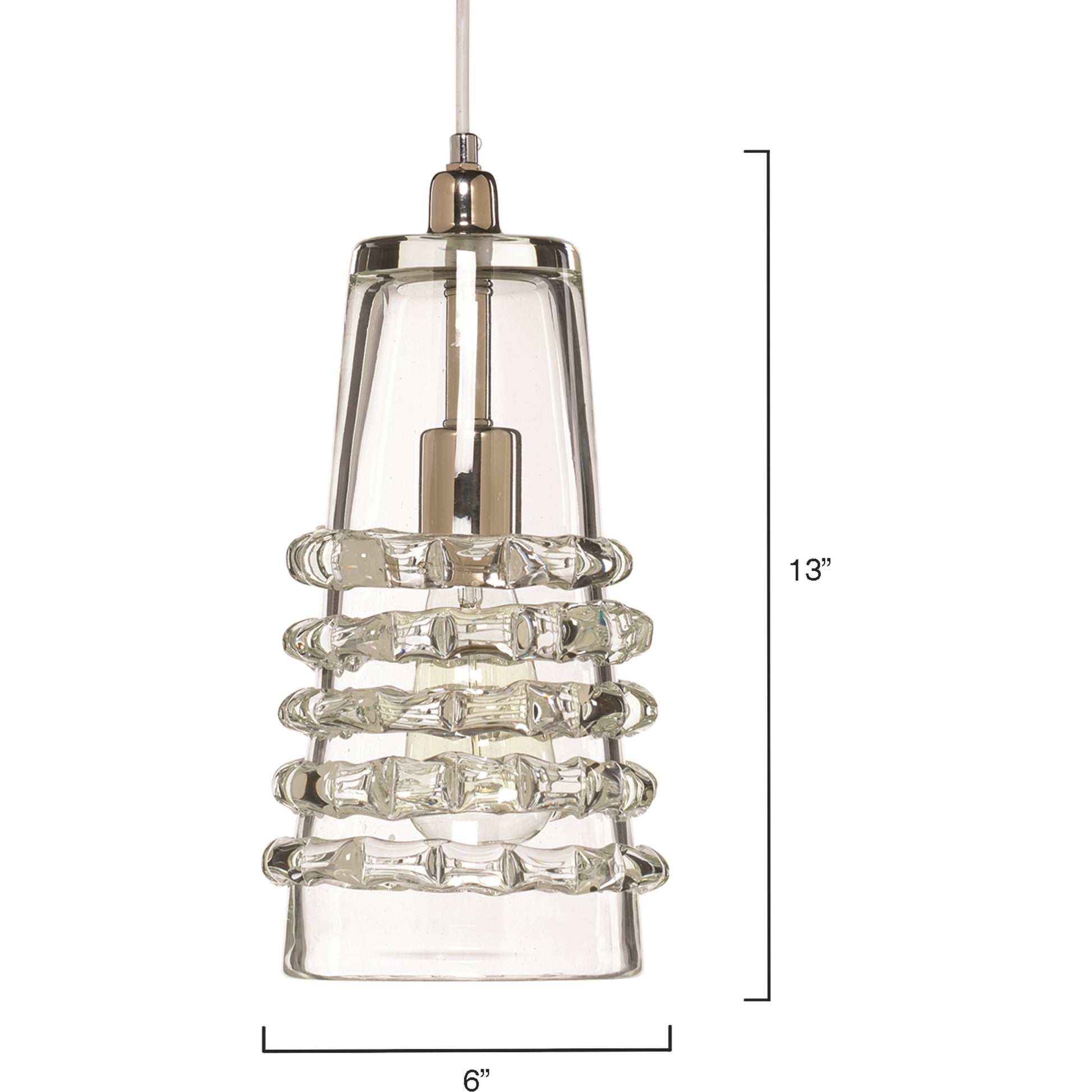 Long Ribbon Pendant by Jamie Young in clear. Made from glass in a modern style.