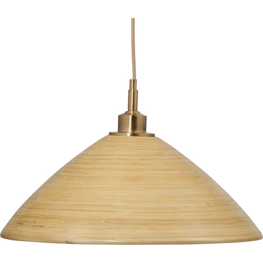 Spun Pendant by Jamie Young in natural and antique brass. Made from bamboo in a unique style.