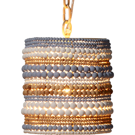 Strand Pendant by Jamie Young. Made from mango wood, metal: iron in a coastal style.
