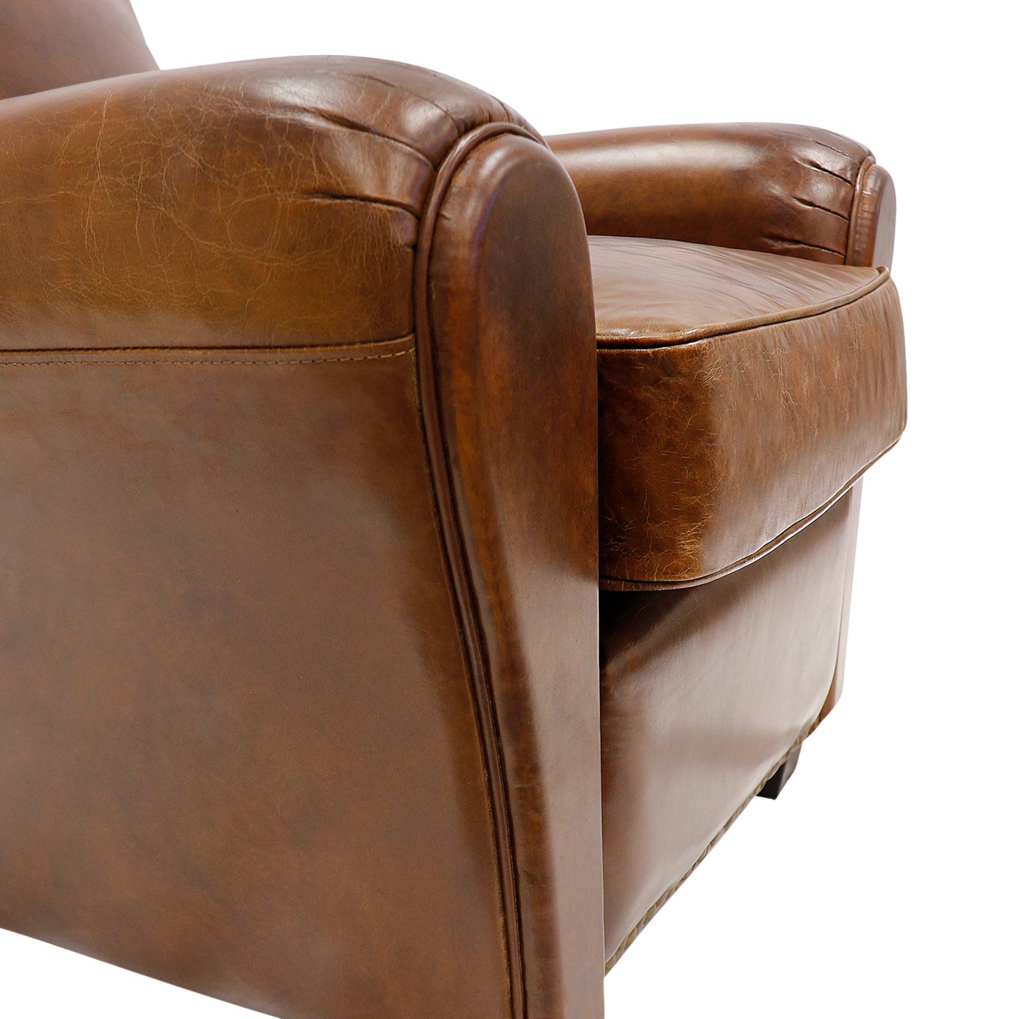 007 SI-2030352 | Closeup | Palermo Wing Chair by Pasargad Home in brown. Made from leather in a transitional style.