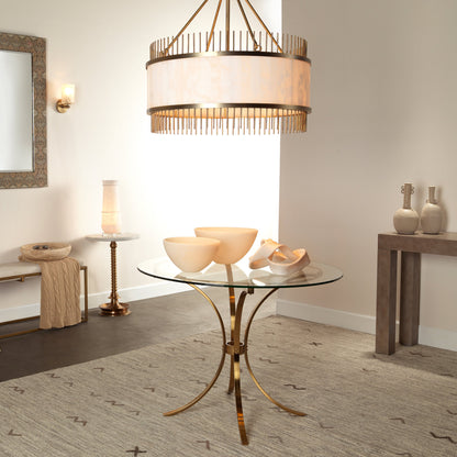 Upsala Chandelier by Jamie Young in pale lavender agate, antique brass. Made from steel, agate in a modern style.