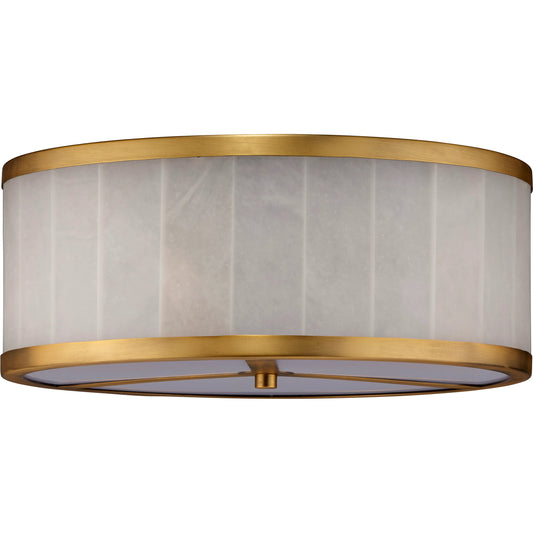 Upsala Alabaster Flush Mount Ceiling Light by Jamie Young in antique brass, white alabaster. Made from metal, alabaster stone in a modern style.