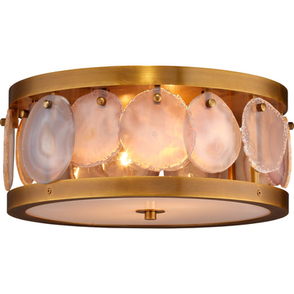 Upsala Agate Flush Mount Ceiling Light by Jamie Young in antique brass. Made from metal, agate in a modern style.