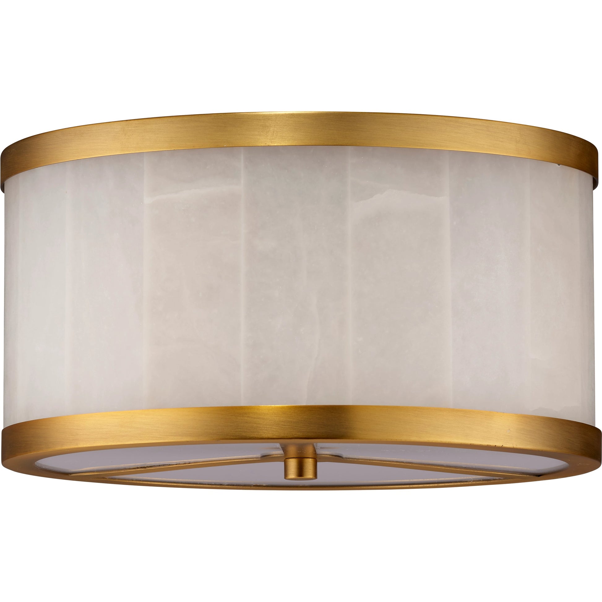 Upsala Alabaster Flush Mount Ceiling Light by Jamie Young in antique brass, white alabaster. Made from metal, alabaster stone in a modern style.