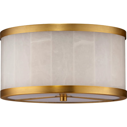 Upsala Alabaster Flush Mount Ceiling Light by Jamie Young in antique brass, white alabaster. Made from metal, alabaster stone in a modern style.