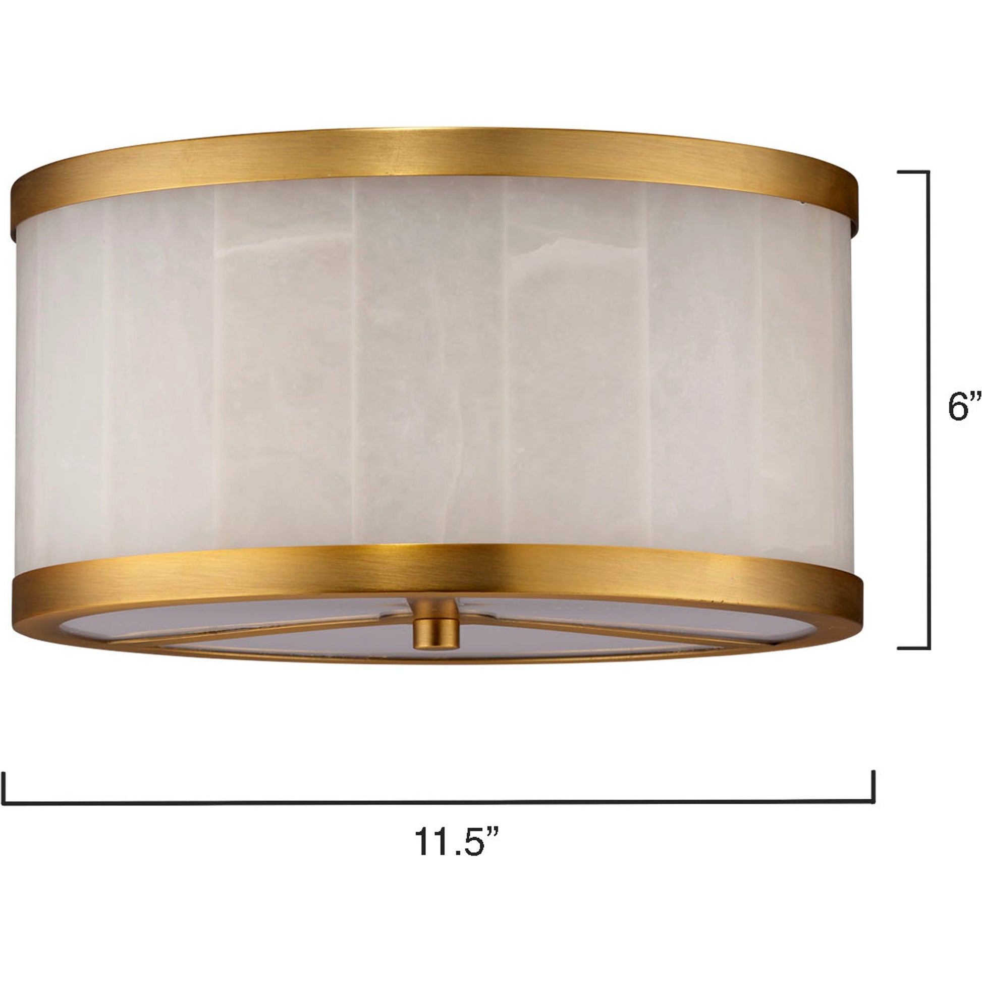 Upsala Alabaster Flush Mount Ceiling Light by Jamie Young in antique brass, white alabaster. Made from metal, alabaster stone in a modern style.