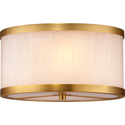 Upsala Alabaster Flush Mount Ceiling Light by Jamie Young in antique brass, white alabaster. Made from metal, alabaster stone in a modern style.