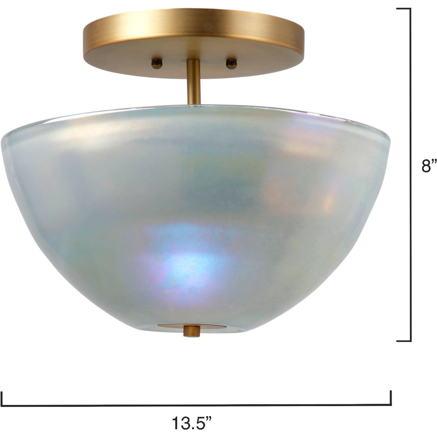 002 SI-1961333 | Additional Silo | Vapor Bowl Semi-Flush Mount by Jamie Young in antique brass, grey metallic glass. Made from glass in a modern style.