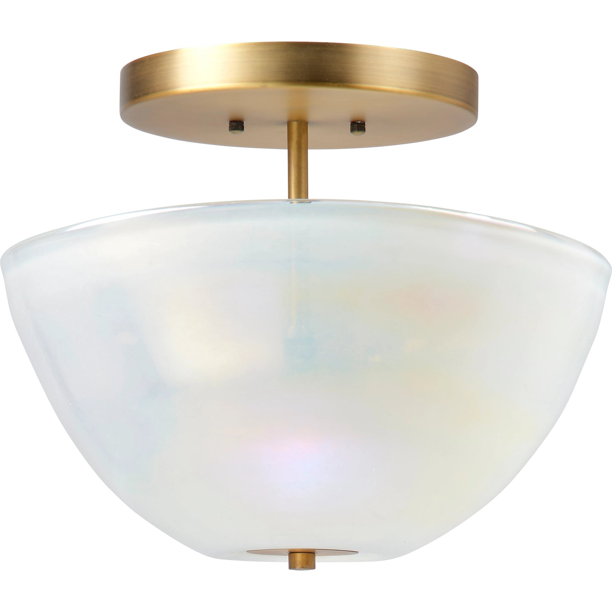 Vapor Bowl Semi-Flush Mount by Jamie Young in antique brass, grey metallic glass. Made from glass in a modern style.
