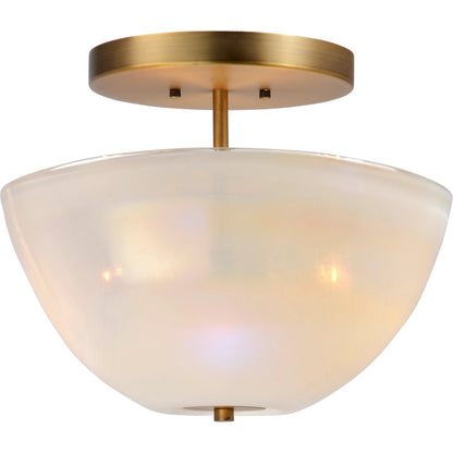 Vapor Bowl Semi-Flush Mount by Jamie Young in antique brass, grey metallic glass. Made from glass in a modern style.