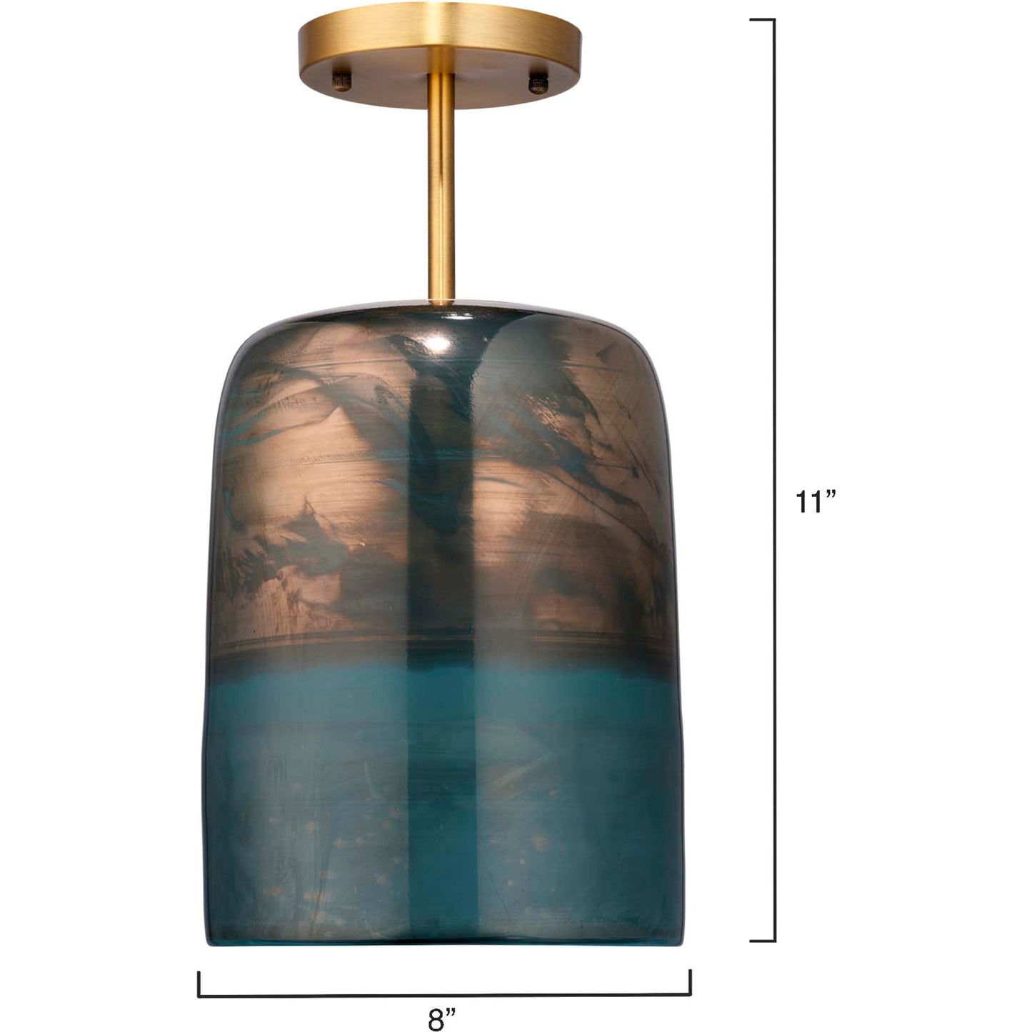 002 SI-1961335 | Additional Silo | Vapor Semi-Flush Mount by Jamie Young in antique brass, aqua metallic glass. Made from glass in a modern style.