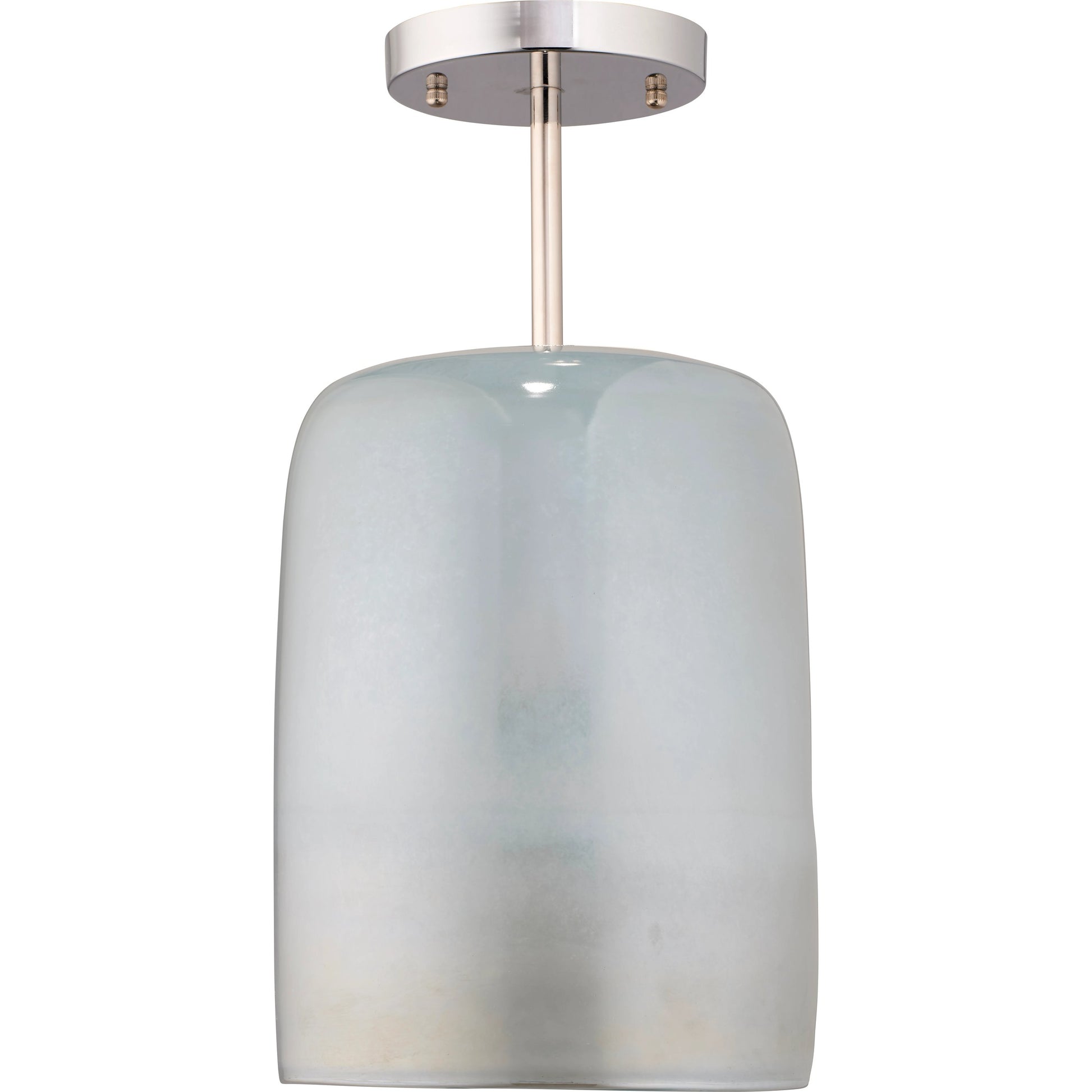 Vapor Semi-Flush Mount by Jamie Young in antique brass, aqua metallic glass. Made from glass in a modern style.