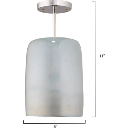 Vapor Semi-Flush Mount by Jamie Young in antique brass, aqua metallic glass. Made from glass in a modern style.