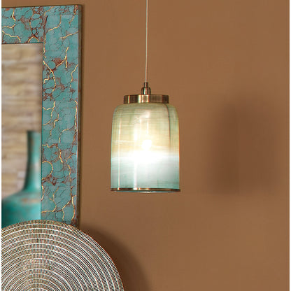 Vapor Pendant by Jamie Young in aqua metallic glass. Made from glass in a eclectic & global style.