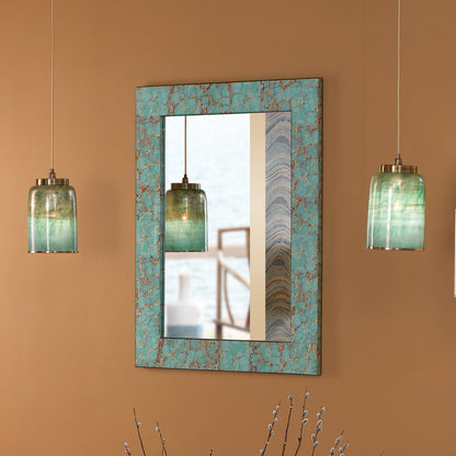 Vapor Pendant by Jamie Young in aqua metallic glass. Made from glass in a eclectic & global style.