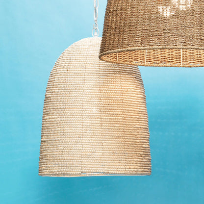 Waterfront Pendant by Jamie Young in off white. Made from iron, mango wood in a coastal style.