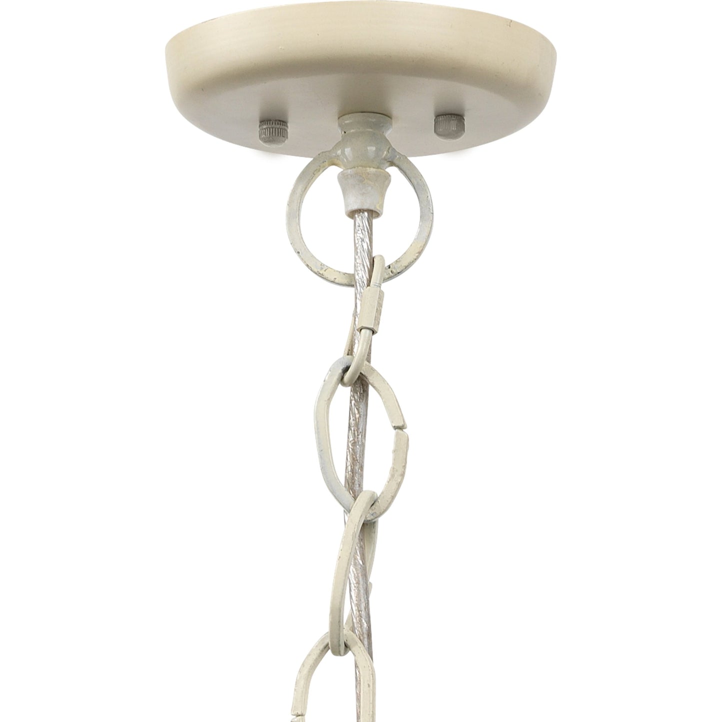 009 SR-867213 | Closeup | Whirlpool Pendant by Jamie Young in off white beads. Made from iron, mango wood in a coastal style.