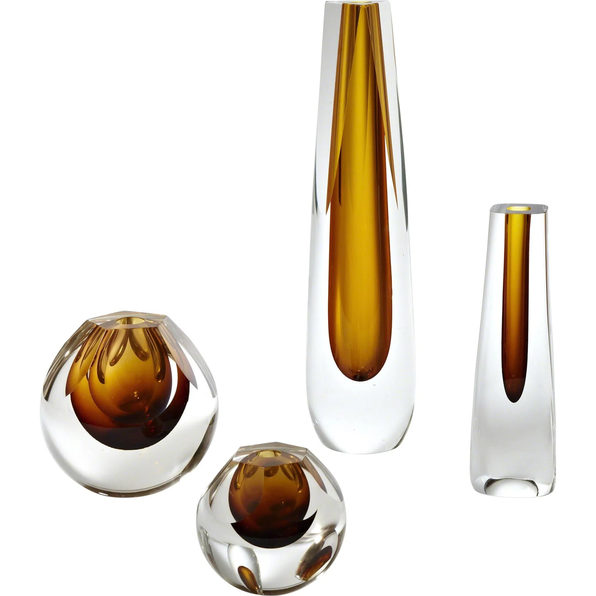 Hexagon Cut Glass Vase by Global Views. Made from art glass in a coastal style.