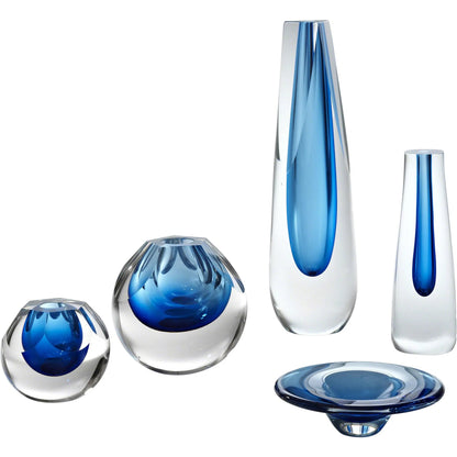 Triangle Cut Glass Vase by Global Views. Made from art glass in a modern style.