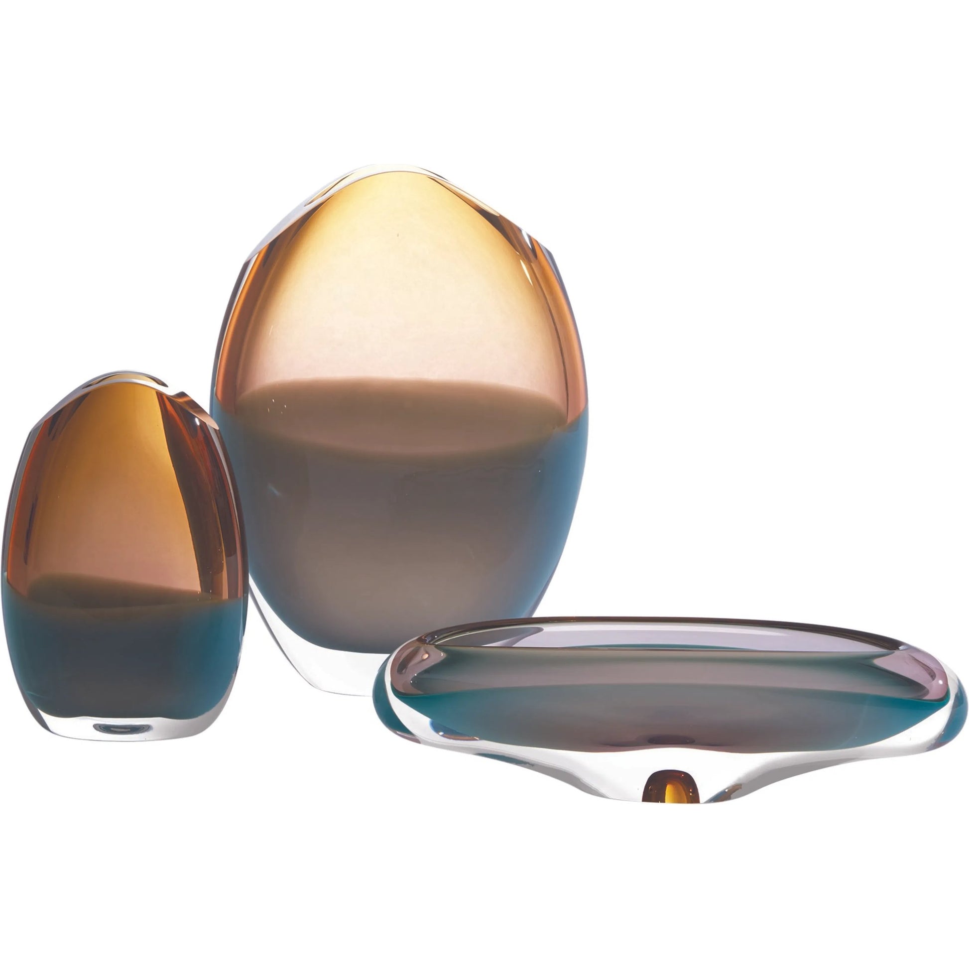 Pistachio Bubble Amber Oval Vase by Global Views. Made from art glass in a coastal style.