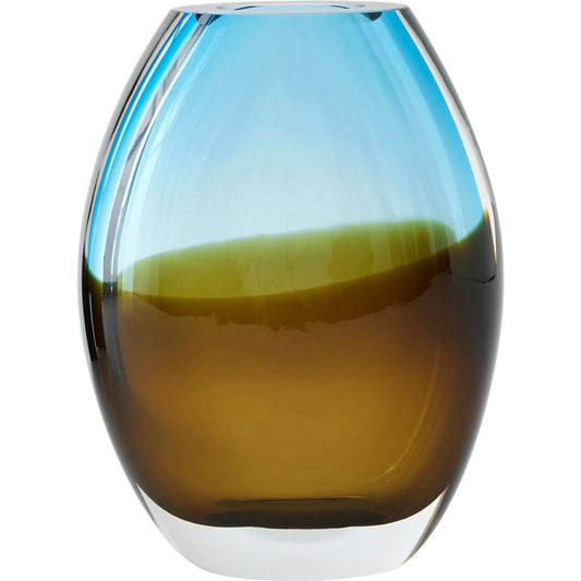 Oval Vase by Global Views in topaz, blue. Made from glass in a eclectic & global style.