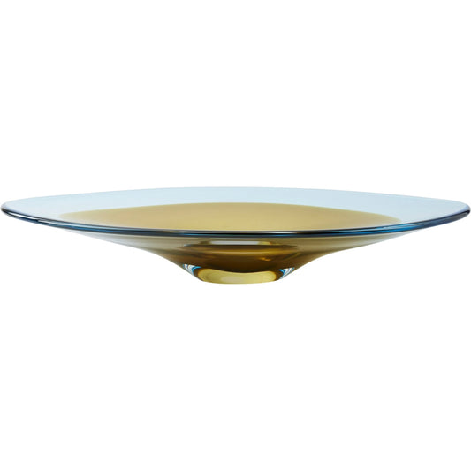 Oval Disc Bowl by Global Views in topaz, blue. Made from glass in a eclectic & global style.