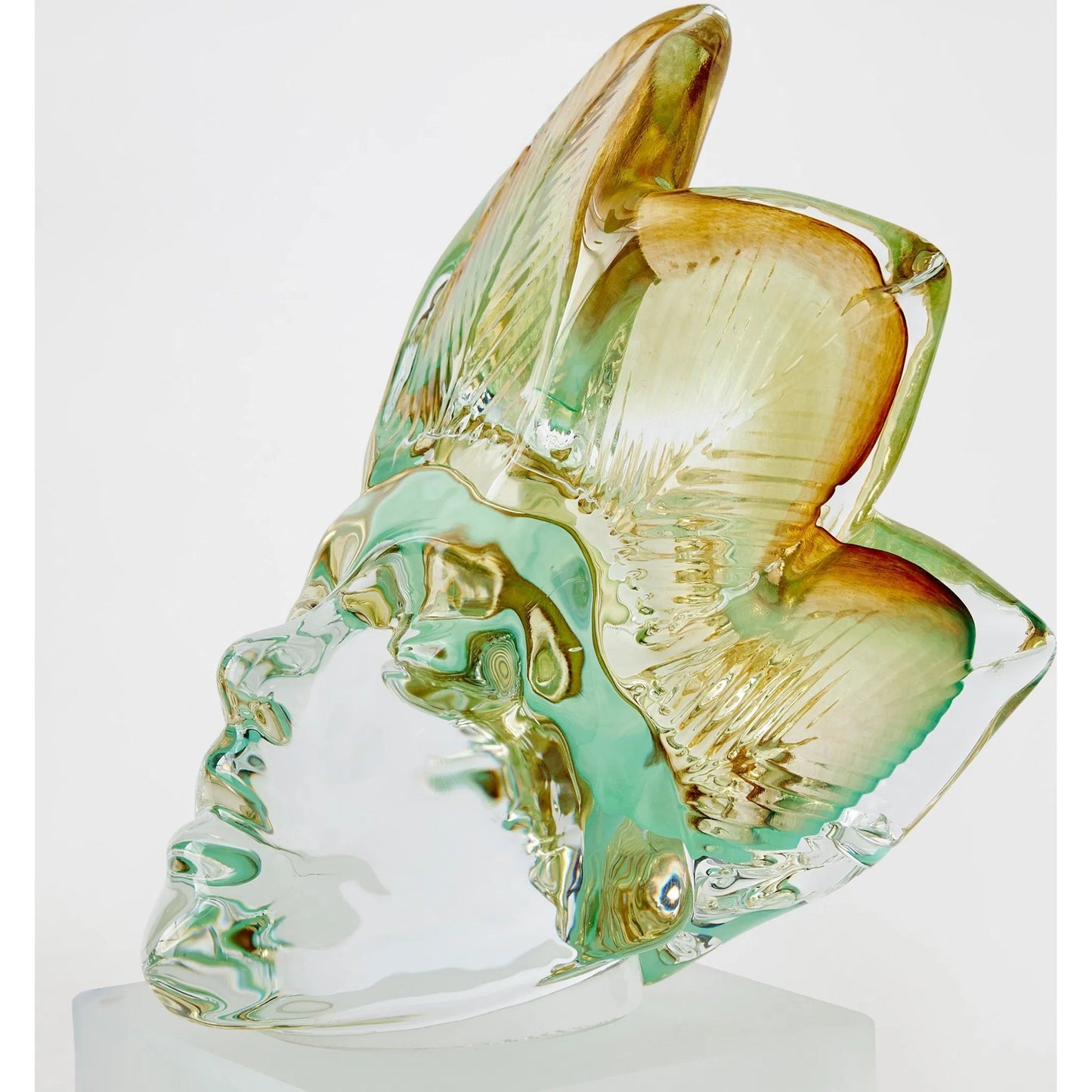 002 SI-2523829 | Closeup | Royal Portrait I by Global Views in leaf crown. Made from artglass in a eclectic & global style.